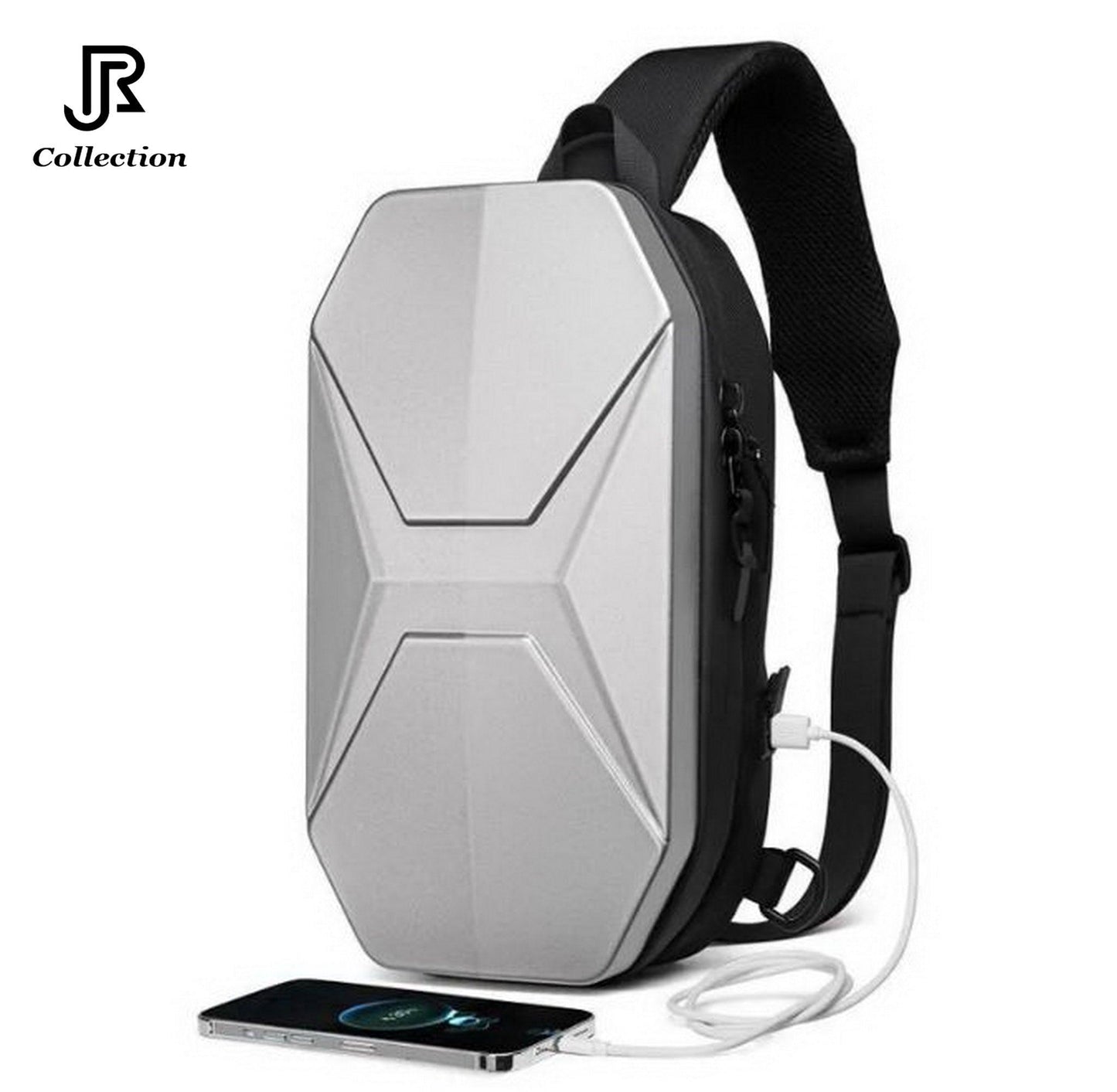 close-up of adjustable strap on waterproof shoulder crossbody bag