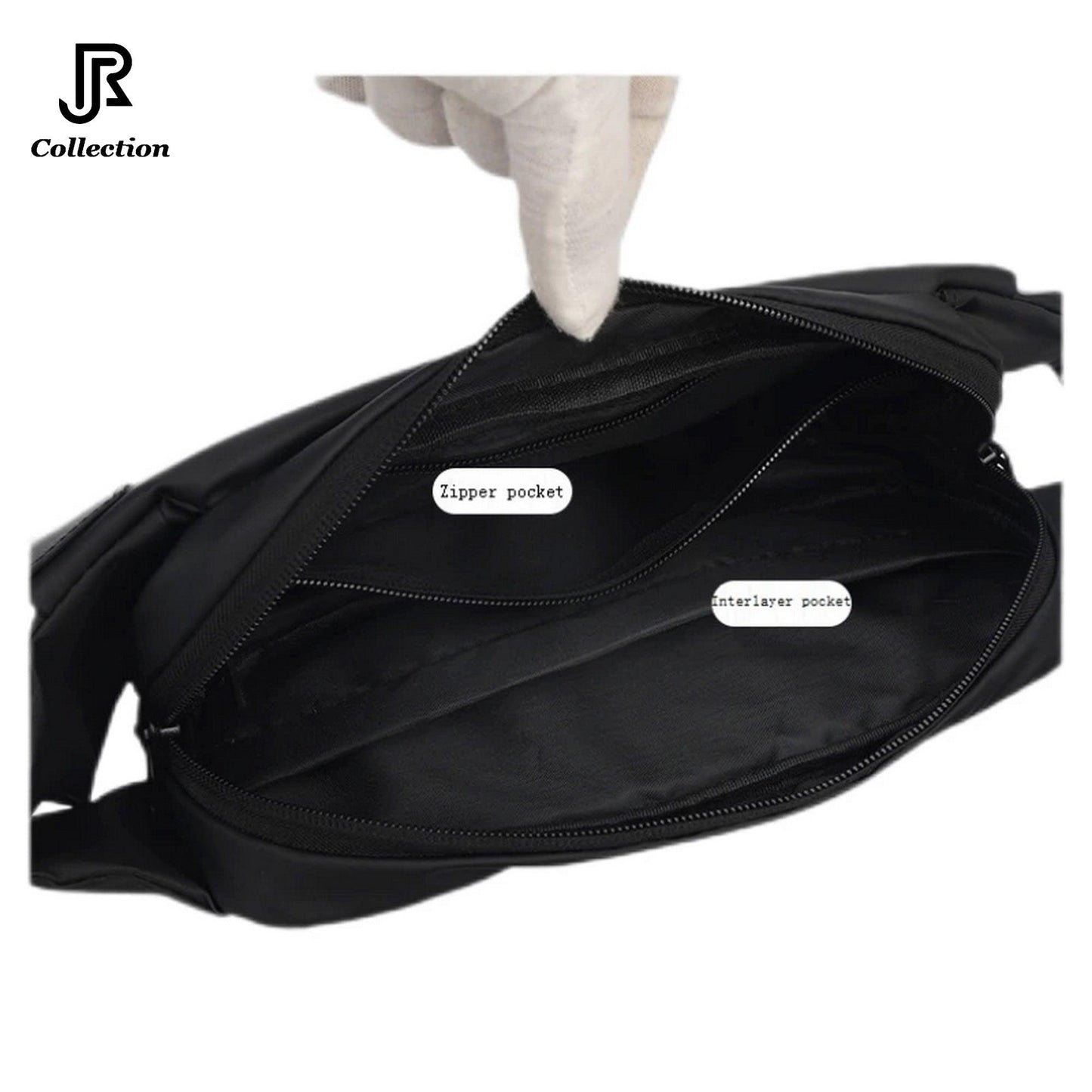 close-up of adjustable strap on waterproof crossbody shoulder bag