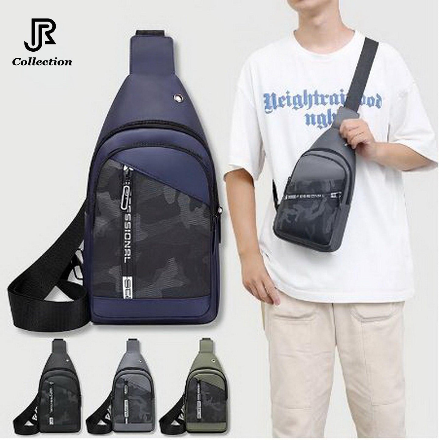 model wearing fashionable sling crossbody bag