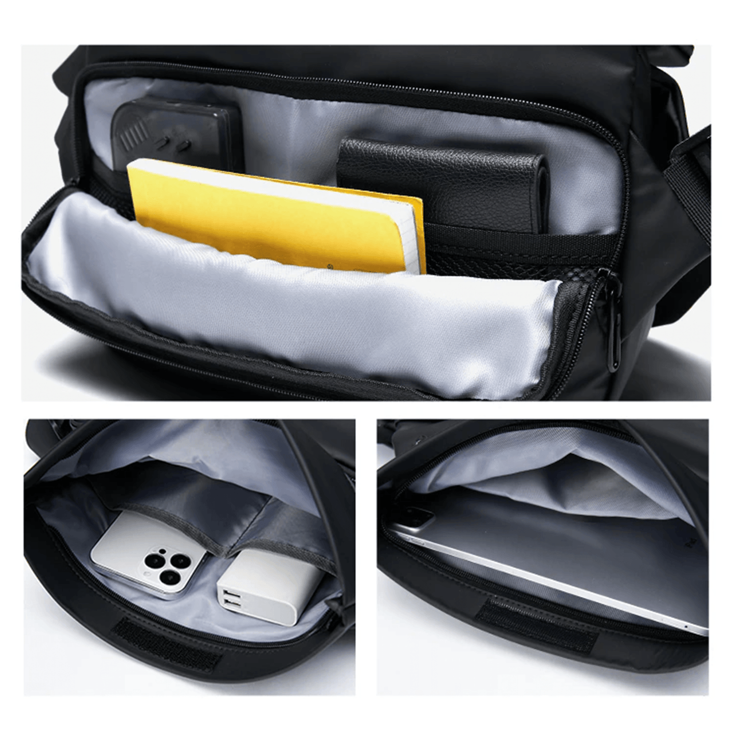 Waterproof Oxford & Leather Crossbody Sling Bag - RJCollection