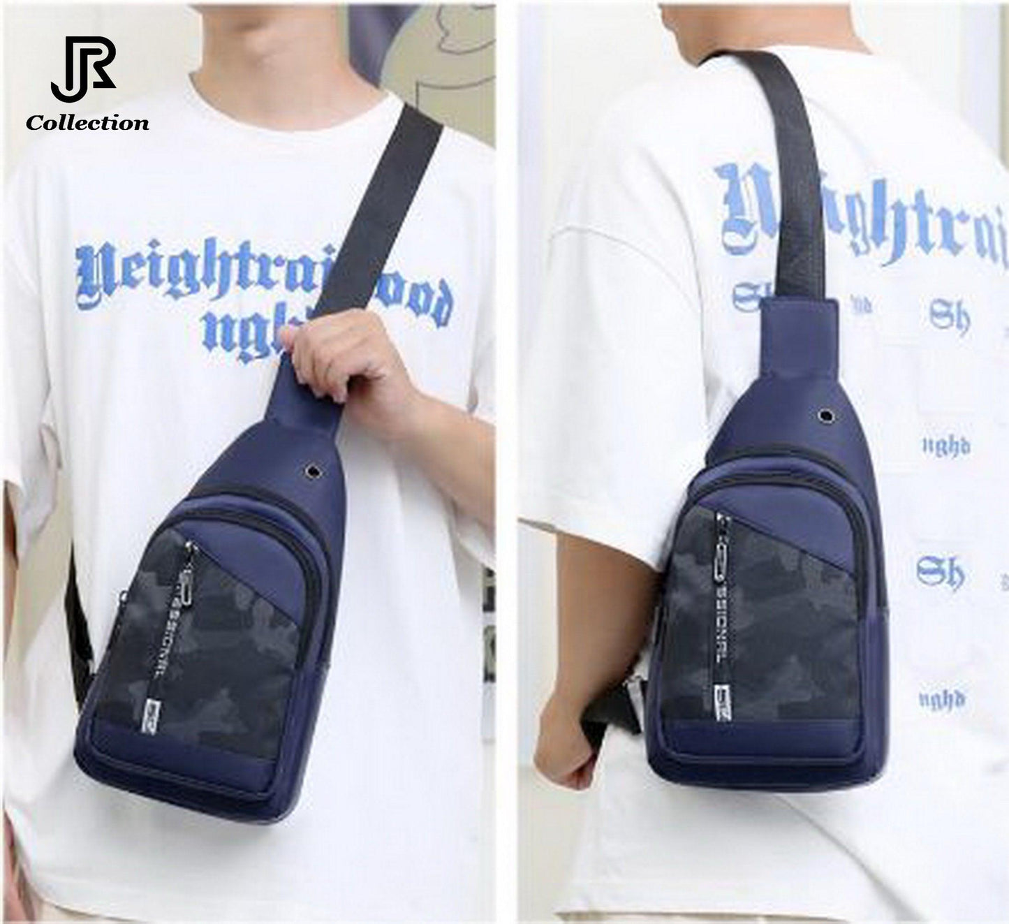 model wearing fashionable sling crossbody bag