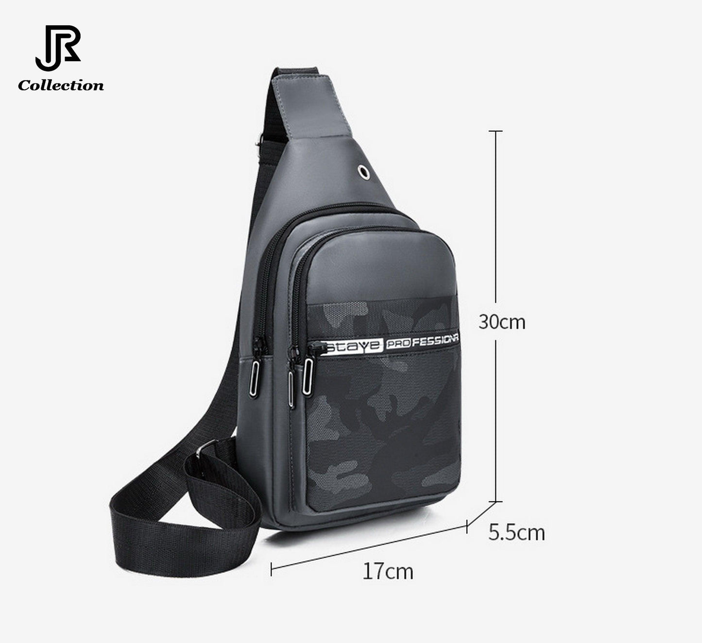 close-up of pockets on sling crossbody bag