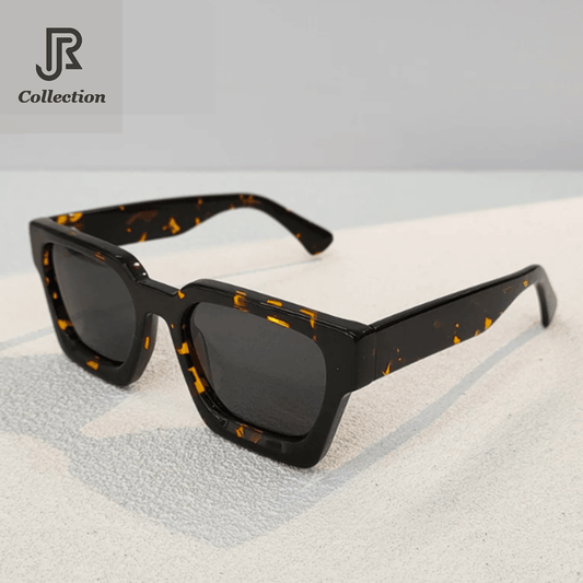 side view of crystal acetate square sunglasses unisex design