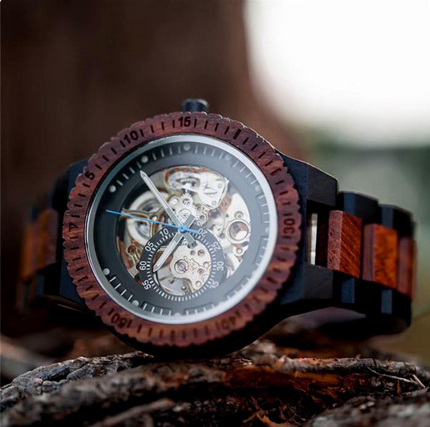 Engraved Self‑Winding Mechanical Wooden Watch - RJCollection