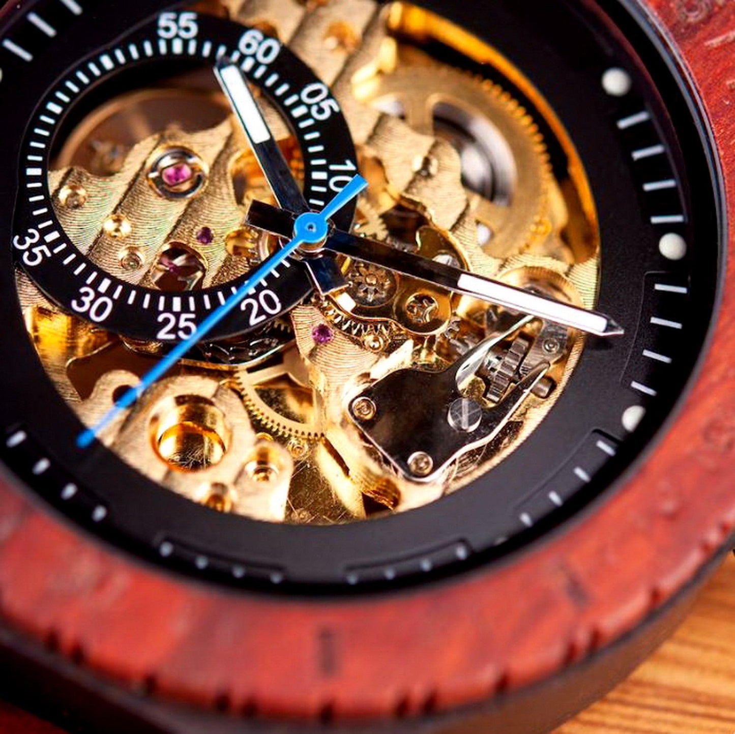 Engraved Self‑Winding Mechanical Wooden Watch - RJCollection
