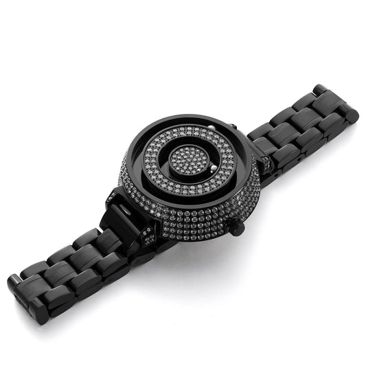 side view minimal retro magnetic steel watch with engraving