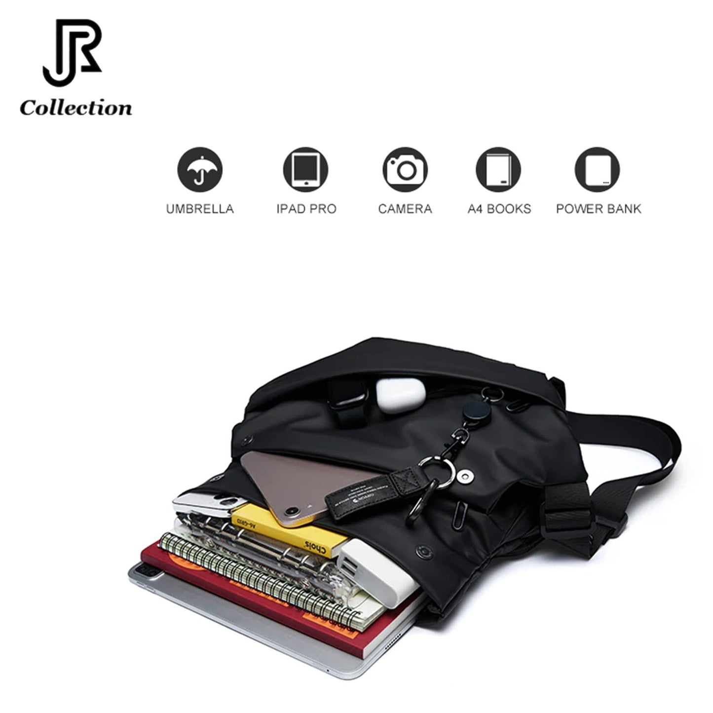Waterproof Oxford & Leather Crossbody Sling Bag - RJCollection