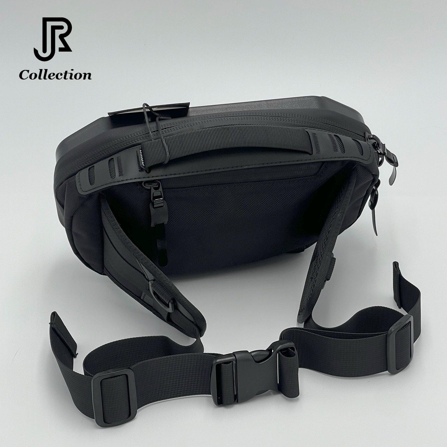 close-up of adjustable strap on waterproof shoulder crossbody bag