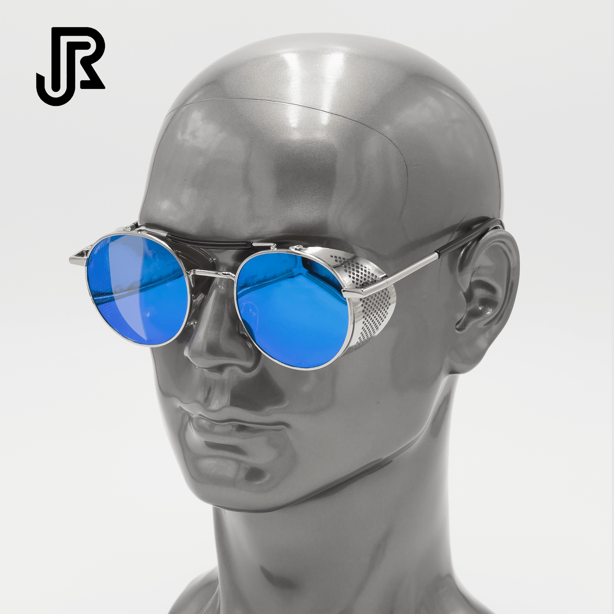 side view gothic round sunglasses with covered metal frame design