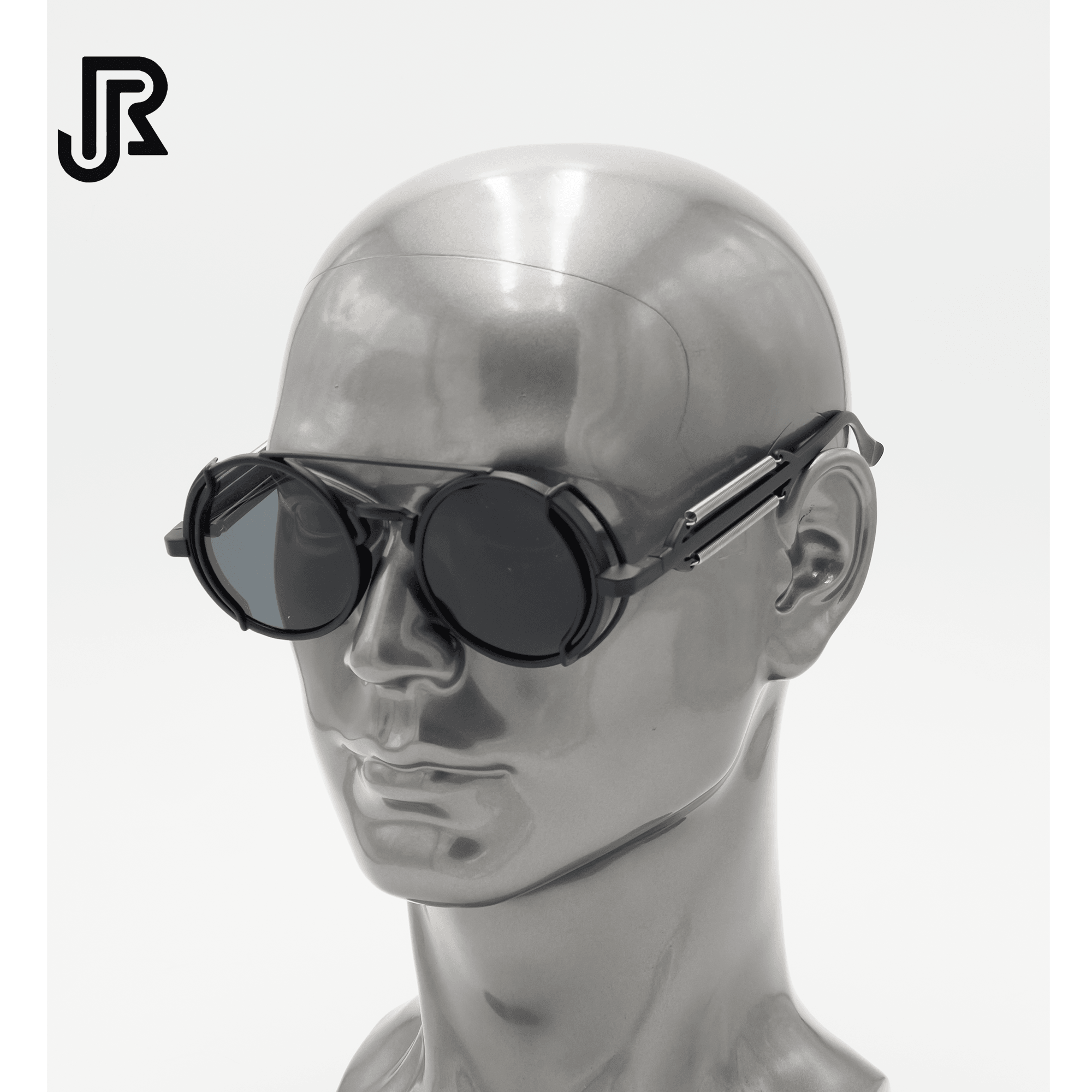 metal retro steampunk round sunglasses front view UV400 lenses