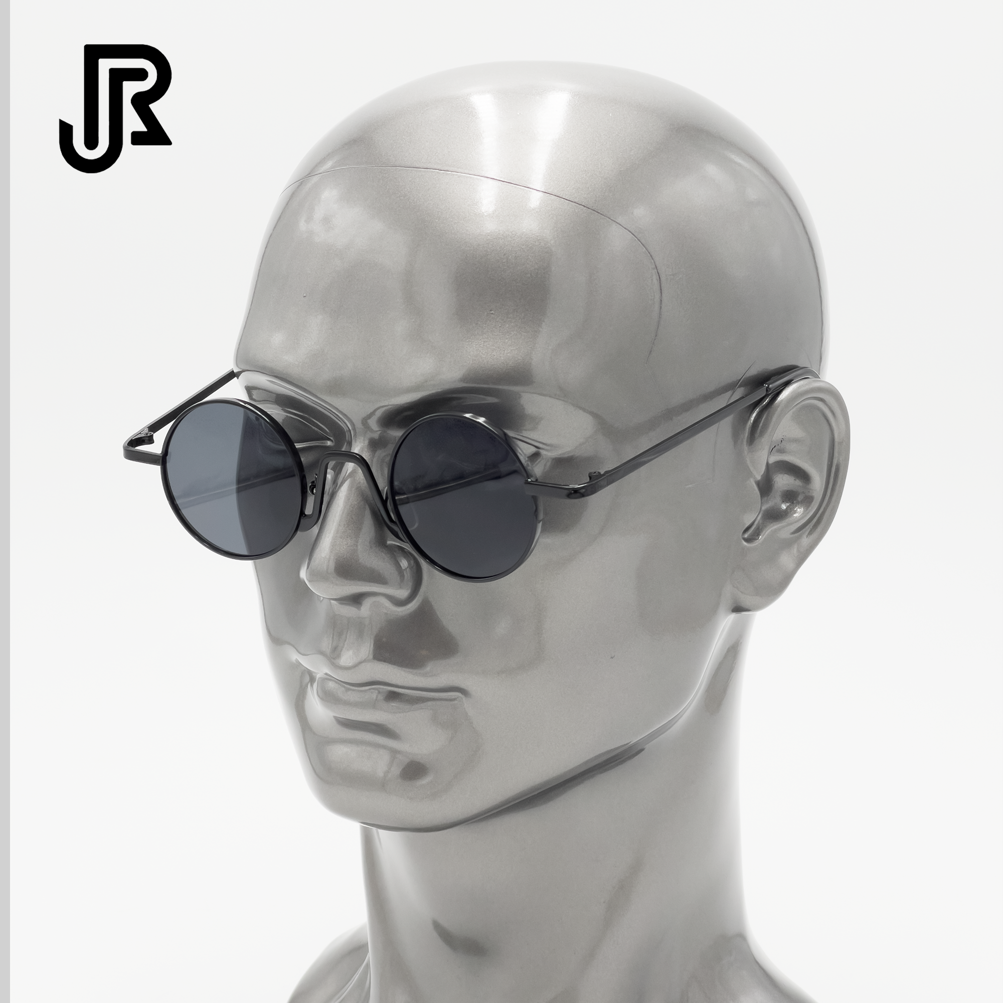side view small round metal frame vintage sunglasses unisex eyewear