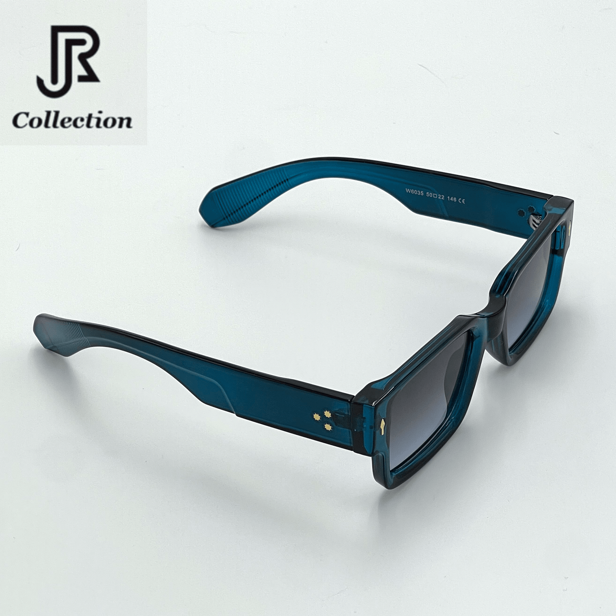 side angle of vintage crystal acetate square sunglasses