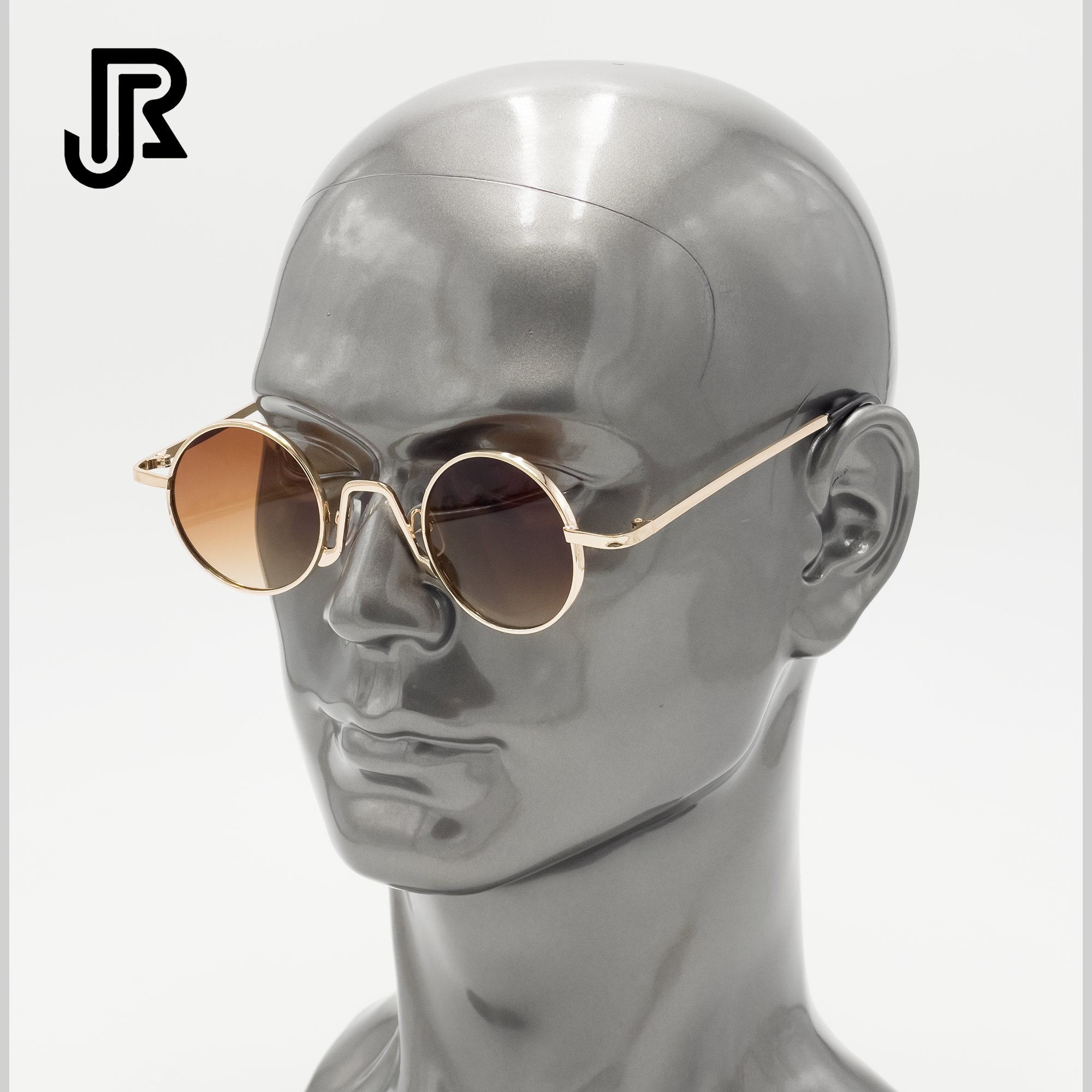 side view small round metal frame vintage sunglasses unisex eyewear