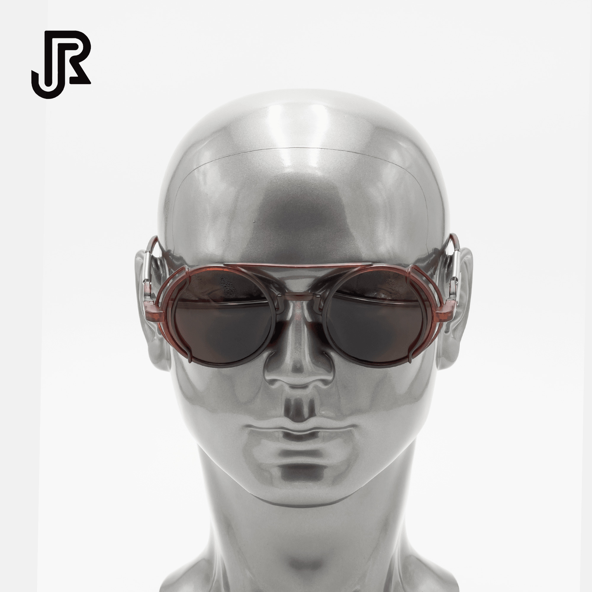 metal retro steampunk round sunglasses front view UV400 lenses