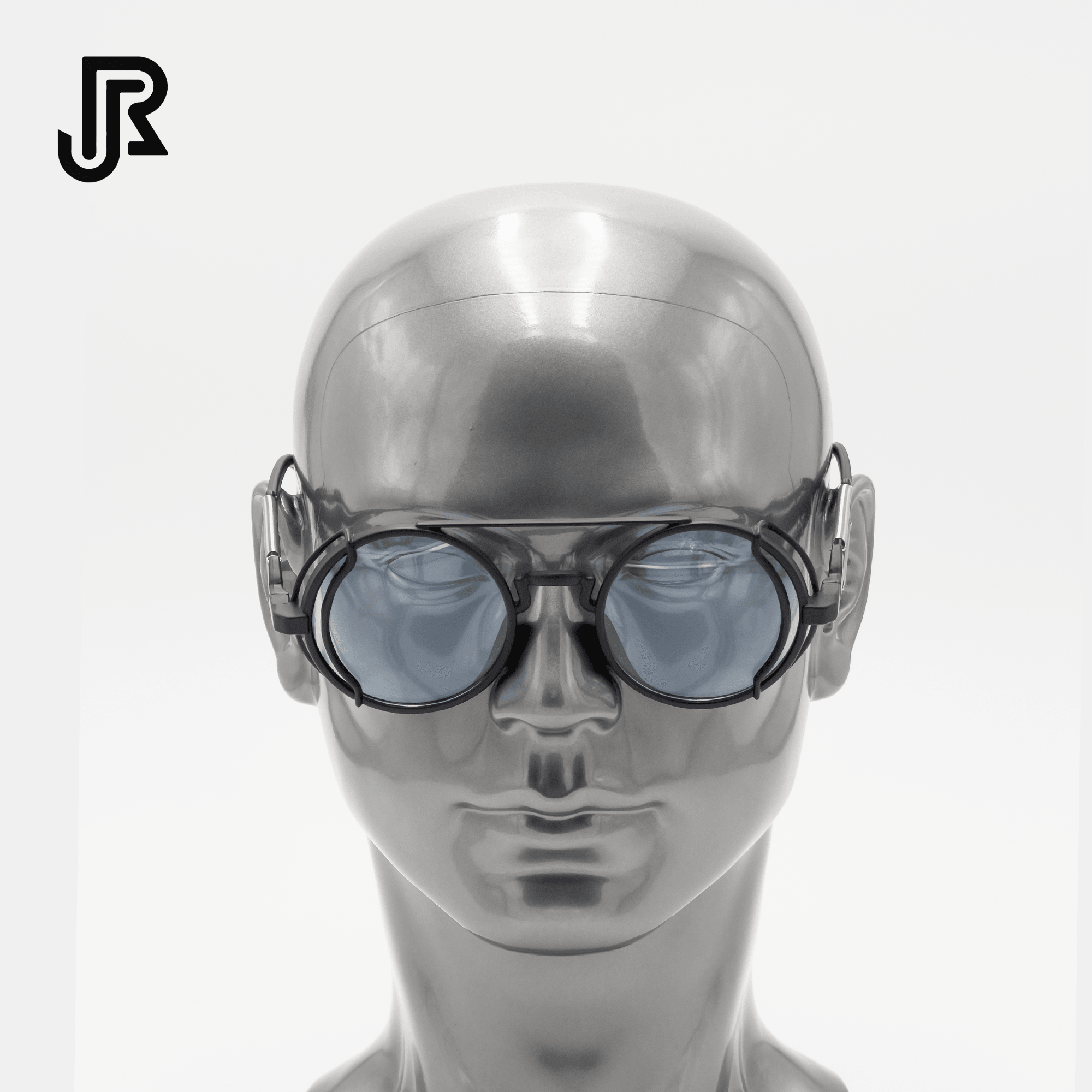 metal retro steampunk round sunglasses front view UV400 lenses