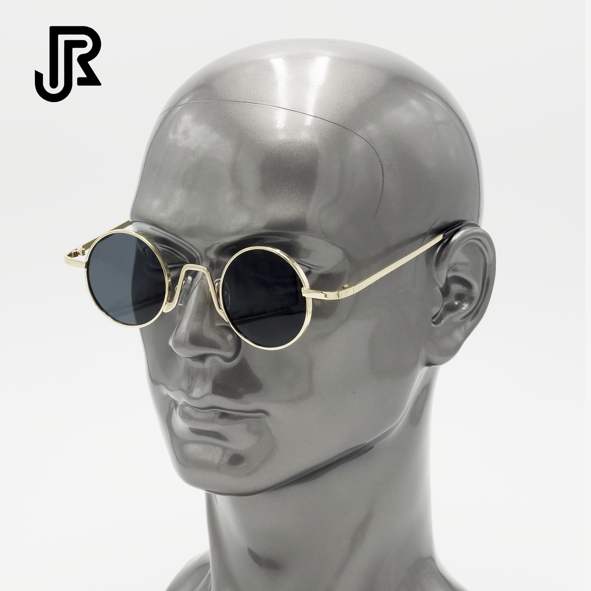 side view small round metal frame vintage sunglasses unisex eyewear
