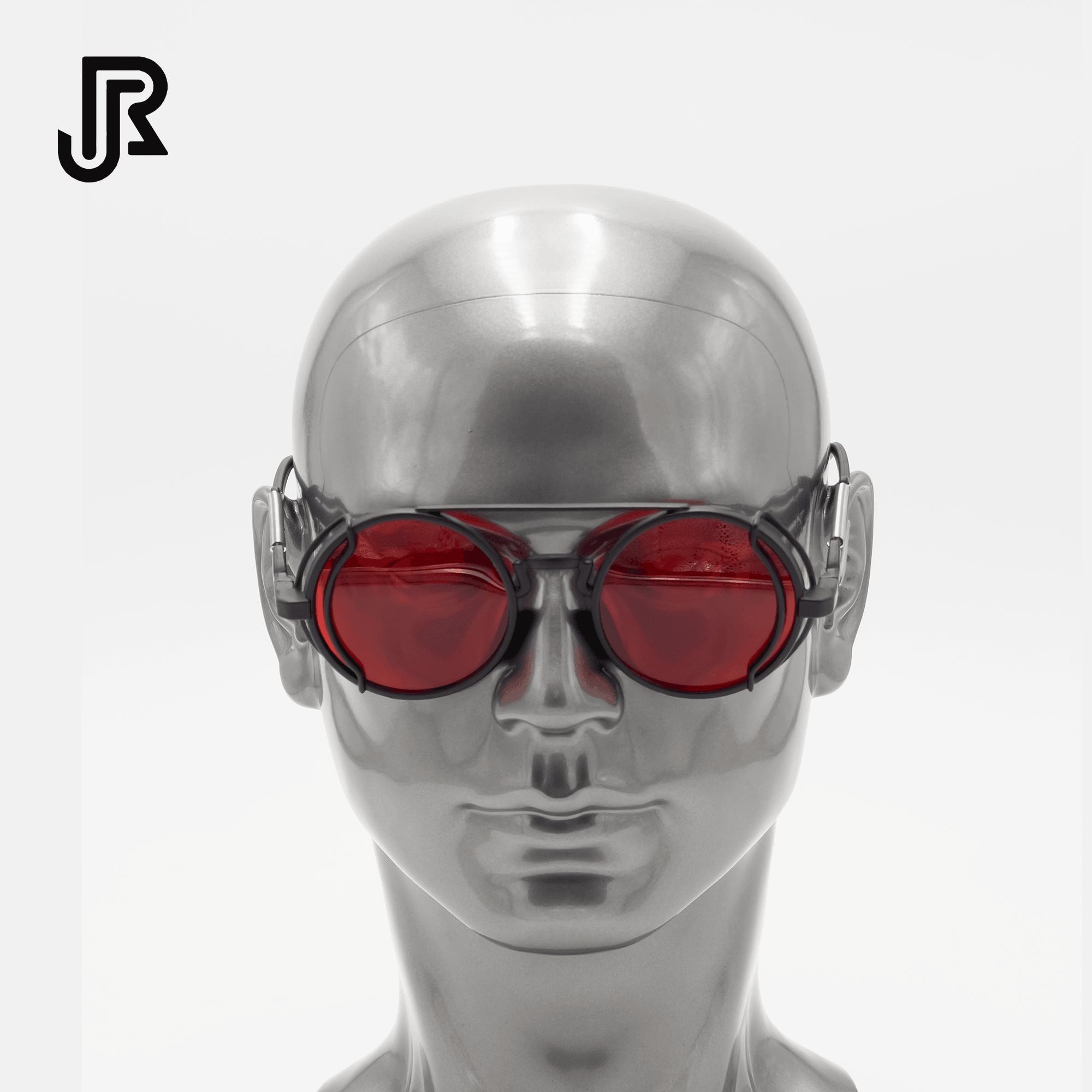 metal retro steampunk round sunglasses front view UV400 lenses