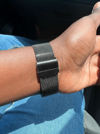 model wearing minimal rotating magnetic ball wooden watch