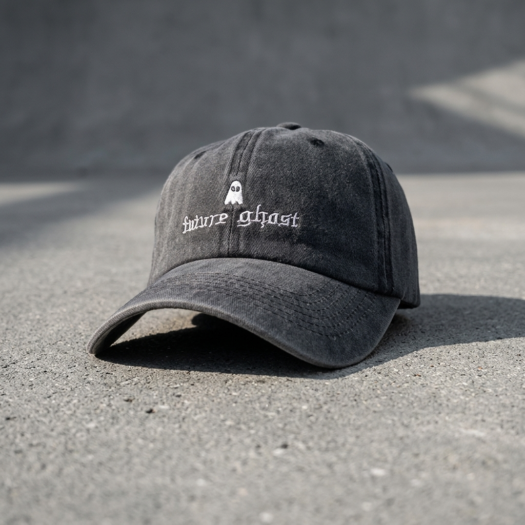 Future Ghost embroidered adjustable baseball cap front view