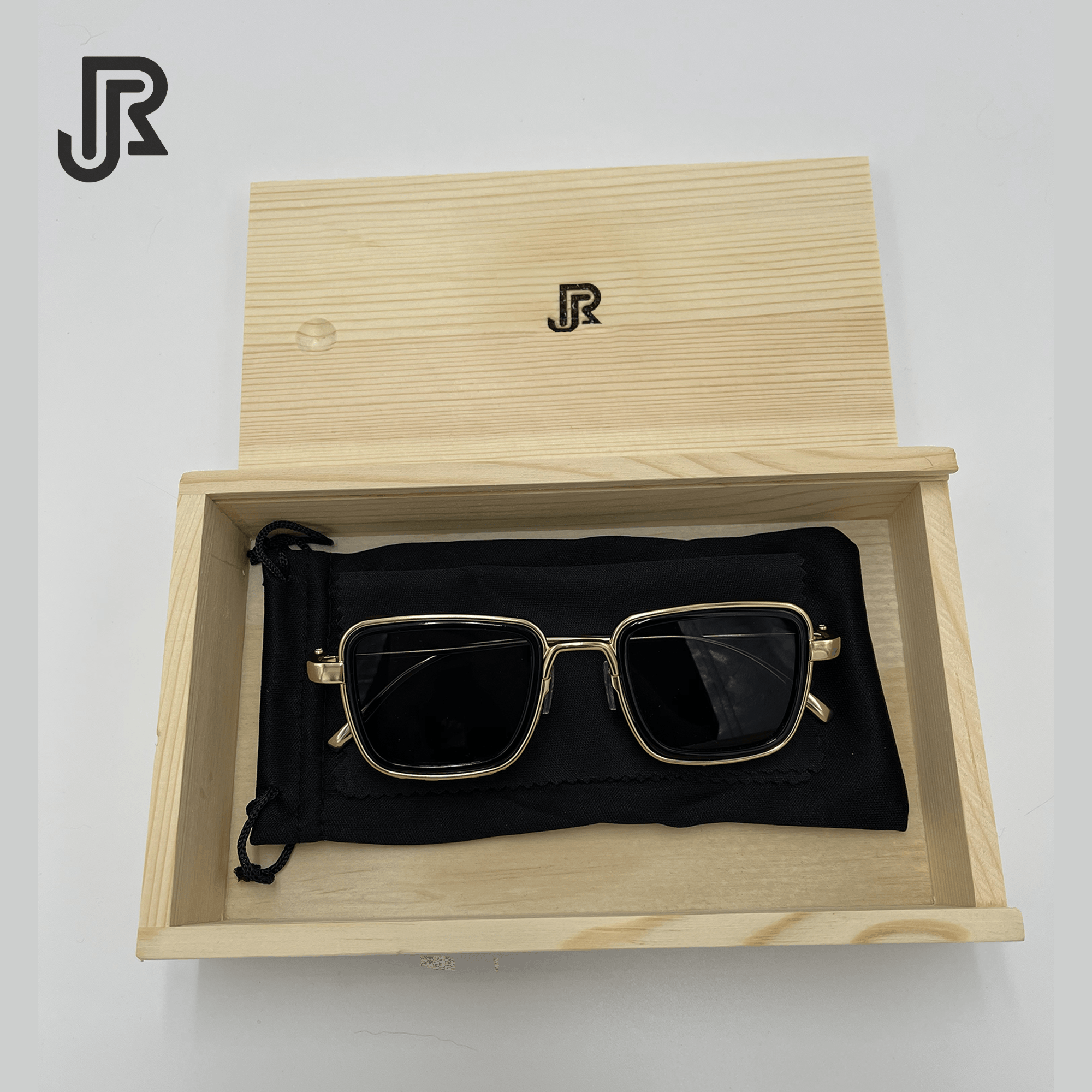 close-up of UV400 protection lens on gothic square sunglasses