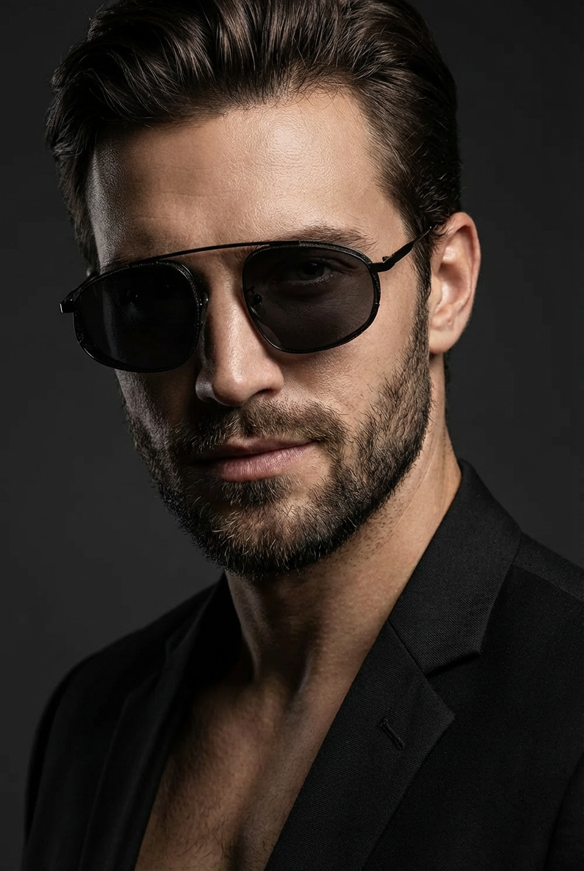 steampunk vintage square sunglasses UV400 front view