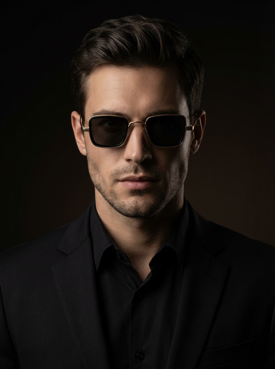 side view gothic square UV400 sunglasses unisex eyewear