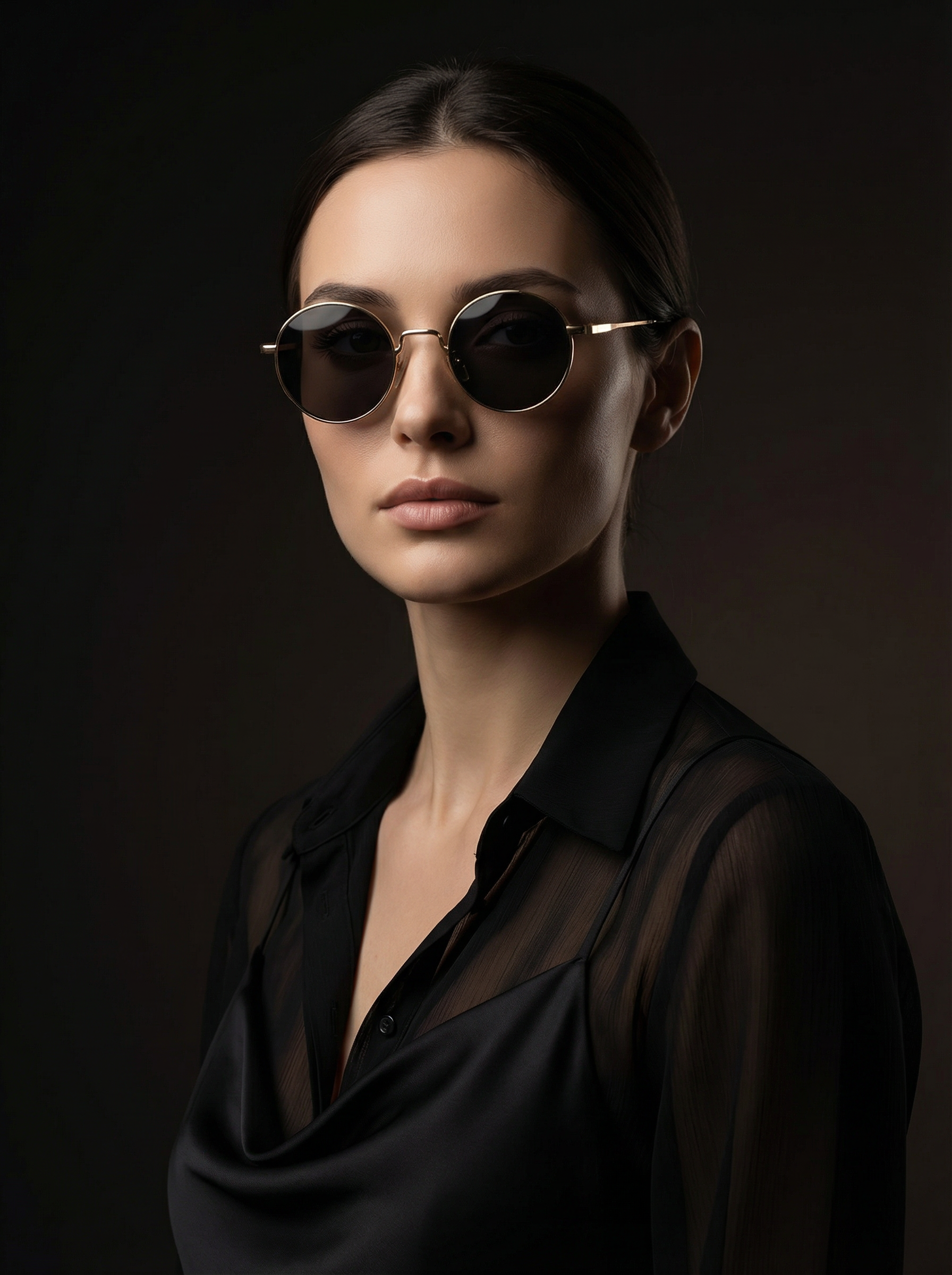 round vintage metal sunglasses UV400 front view retro style