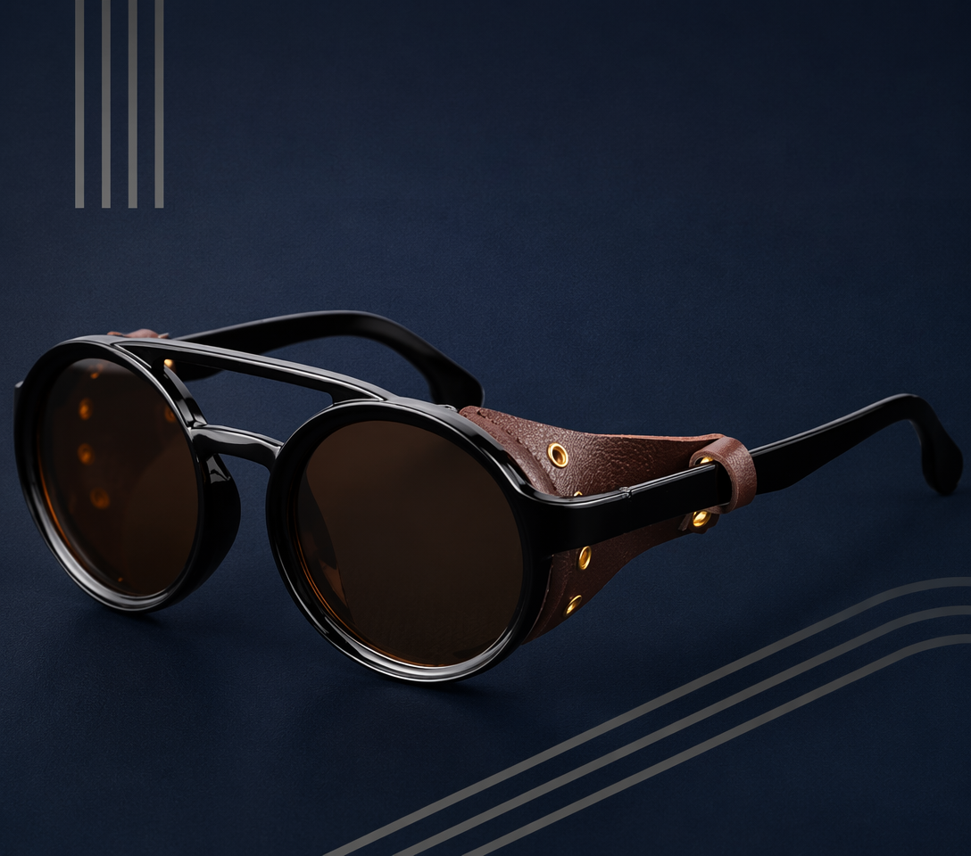 New Steampunk Round Sunglasses, styled view