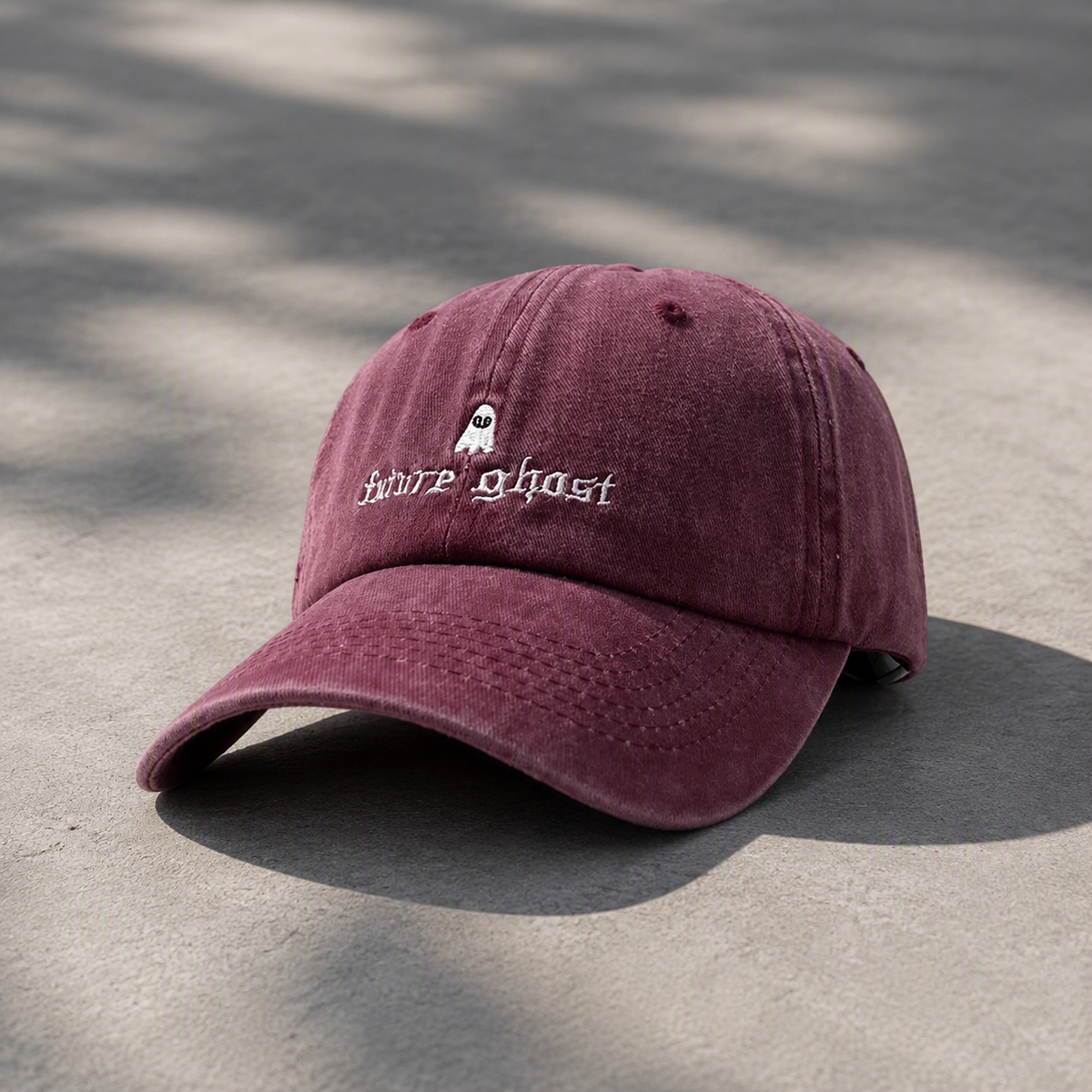 Future Ghost embroidered adjustable baseball cap front view