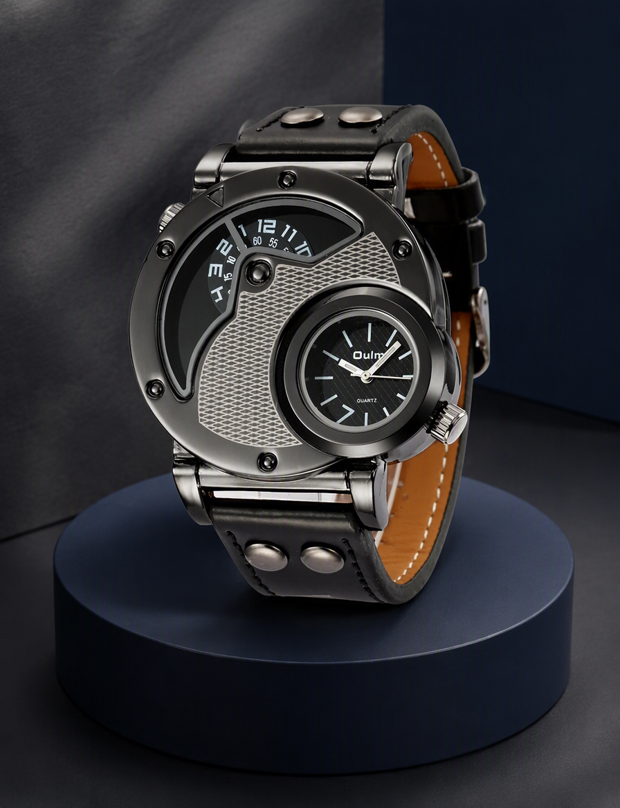 Dual-Dial Quartz Wristwatch