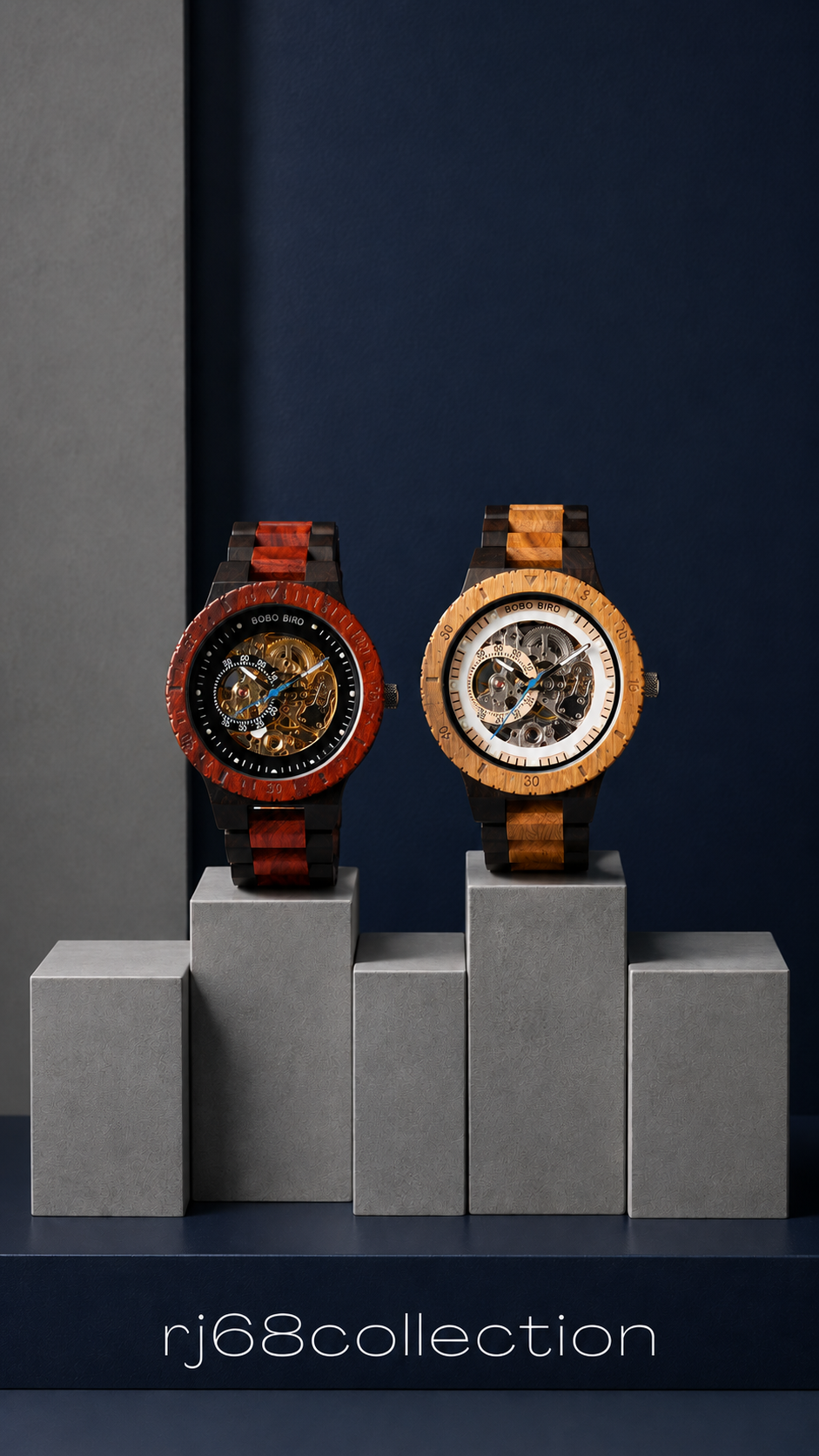 Engraved Self‑Winding Mechanical Wooden Watch