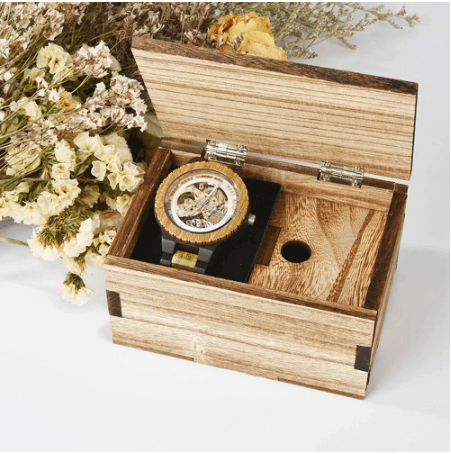 Engraved Self‑Winding Mechanical Wooden Watch - RJCollection