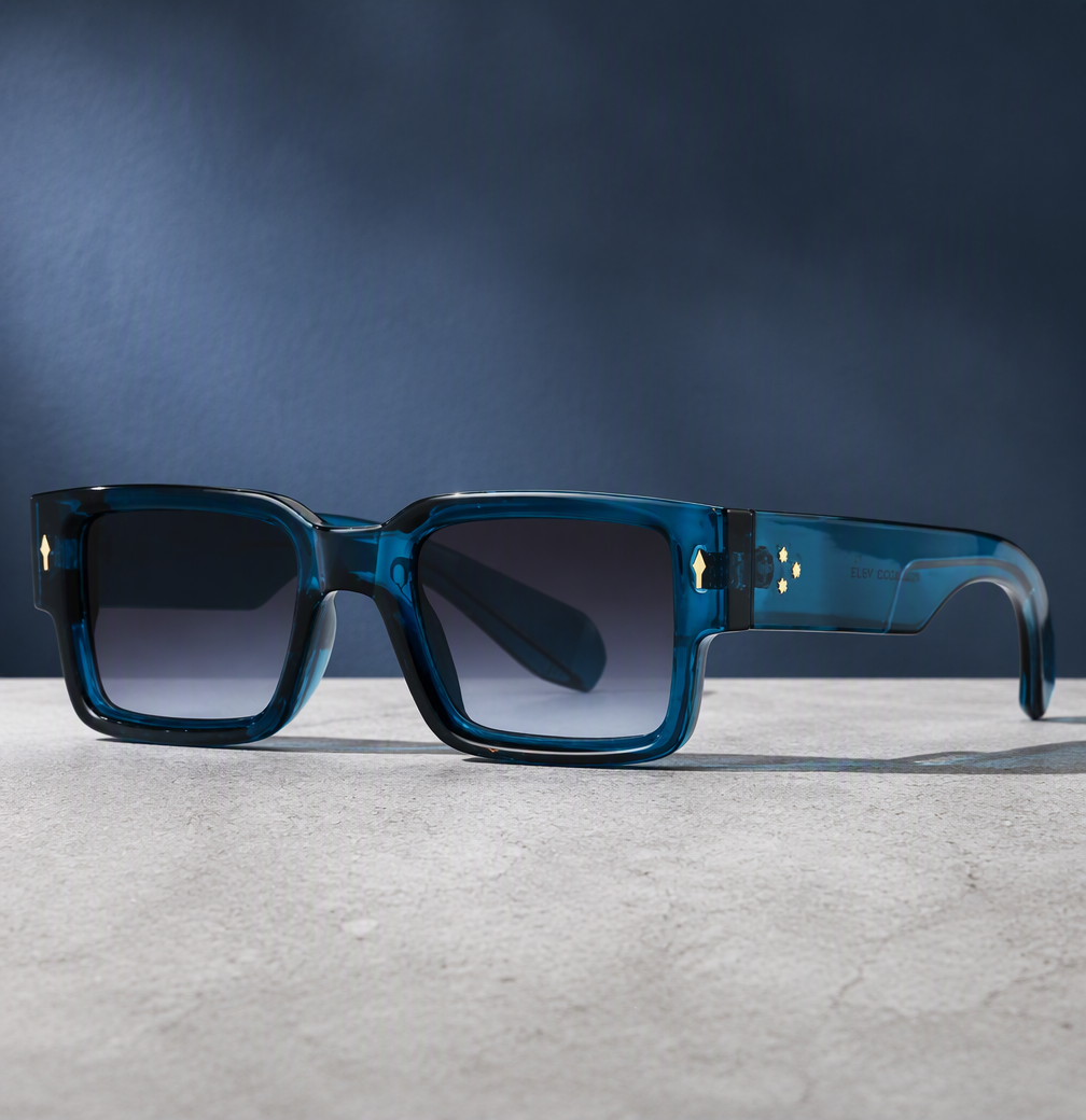 Crystal Acetate Vintage Square Sunglasses, detail view