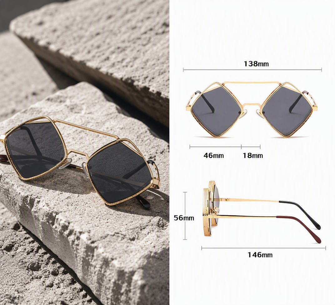 Diamond Square Fashion Sunglasses, side view