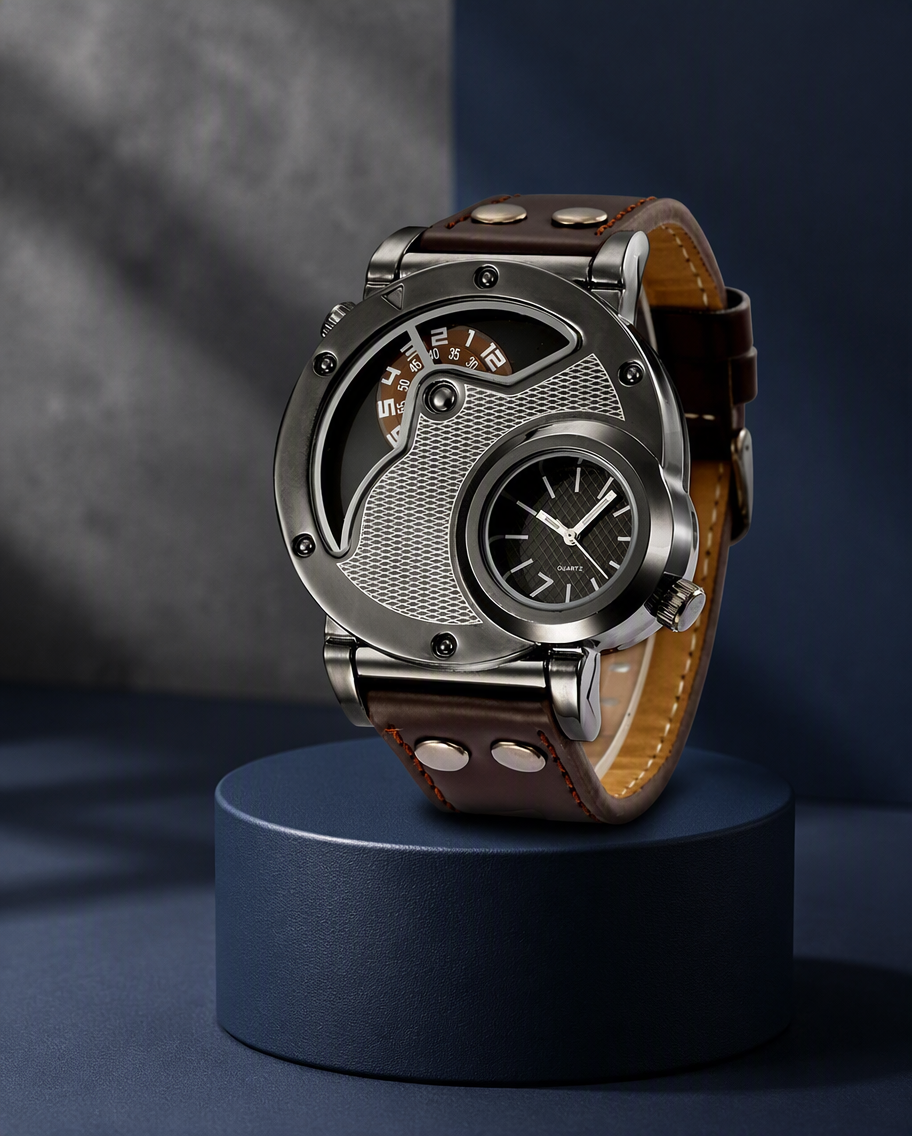 Dual-Dial Quartz Wristwatch