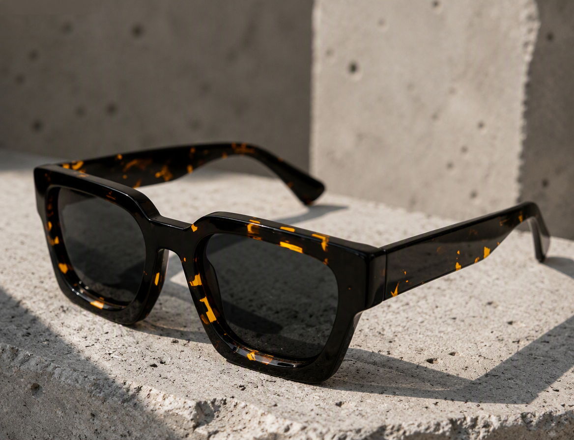 Crystal Acetate Square Sunglasses, additional angle view