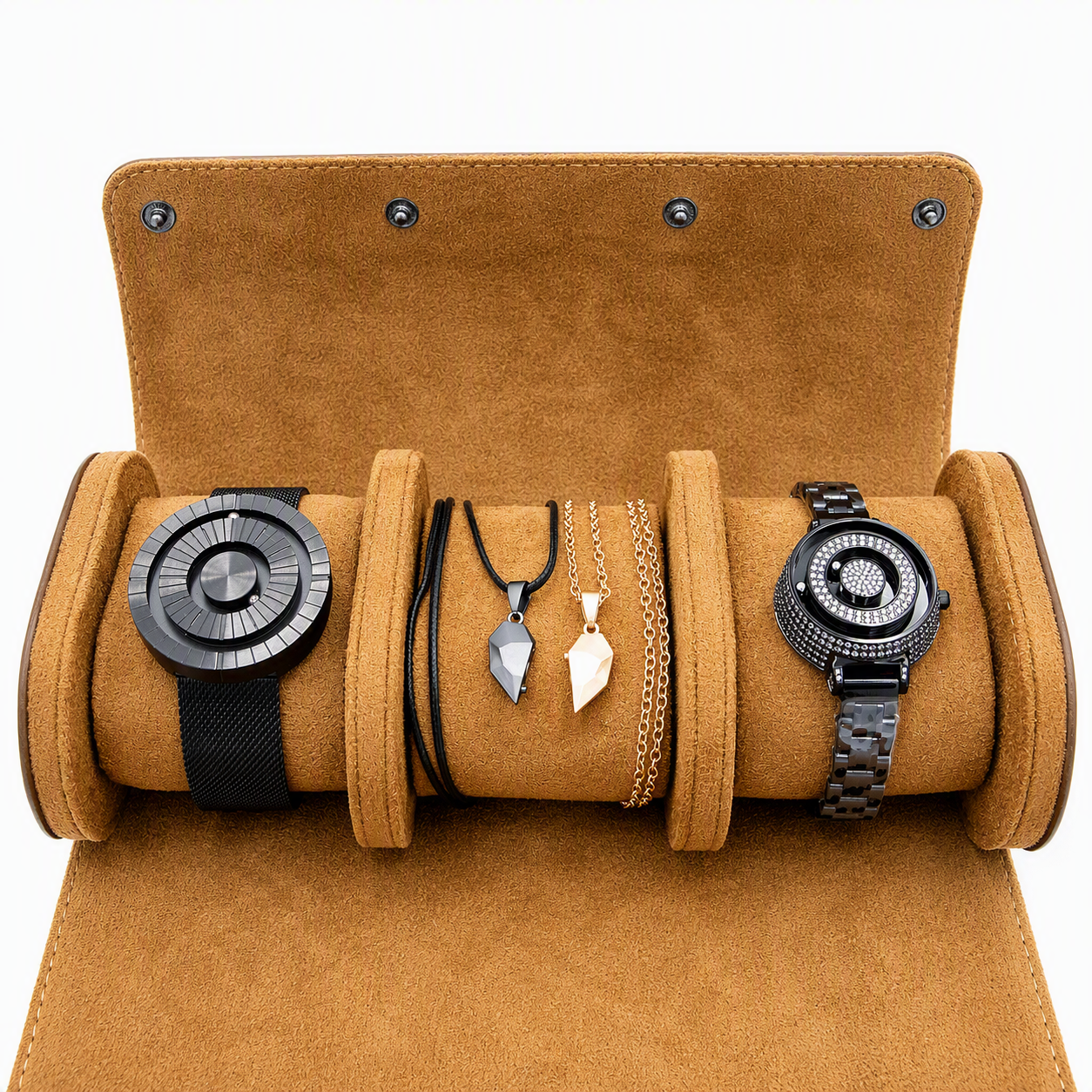 Couples Quartz Watch & Magnetic Heart Necklace Gift Set