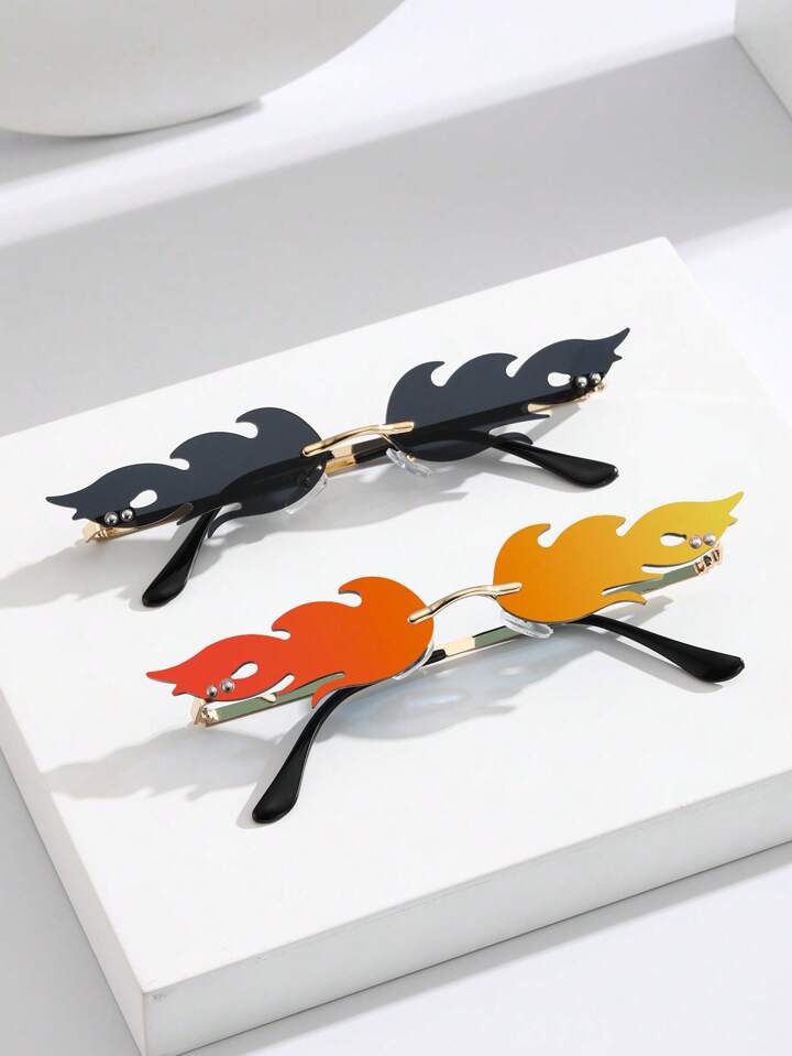 Rave Fire Sunglasses, close-up of flame lens