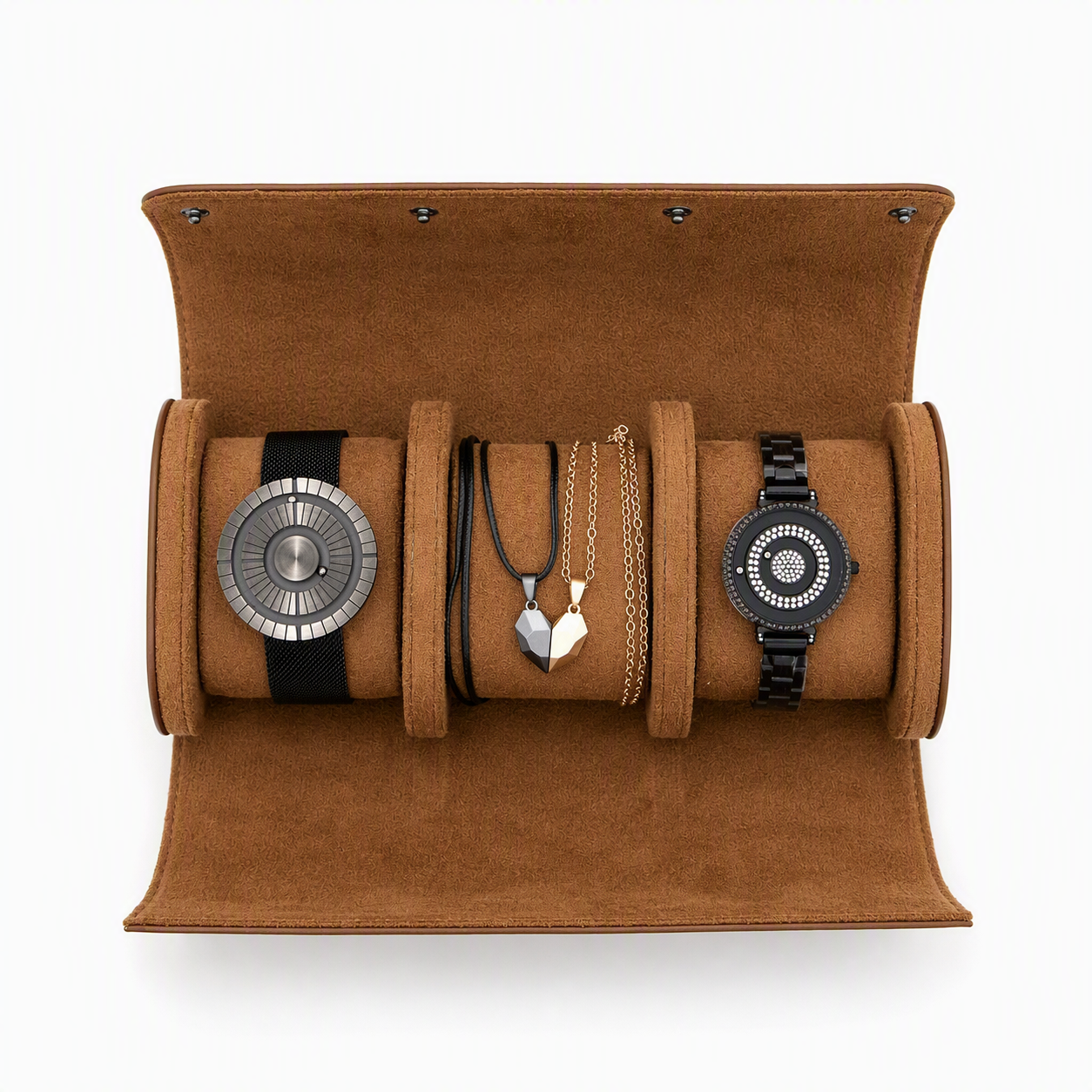 Couples Quartz Watch & Magnetic Heart Necklace Gift Set