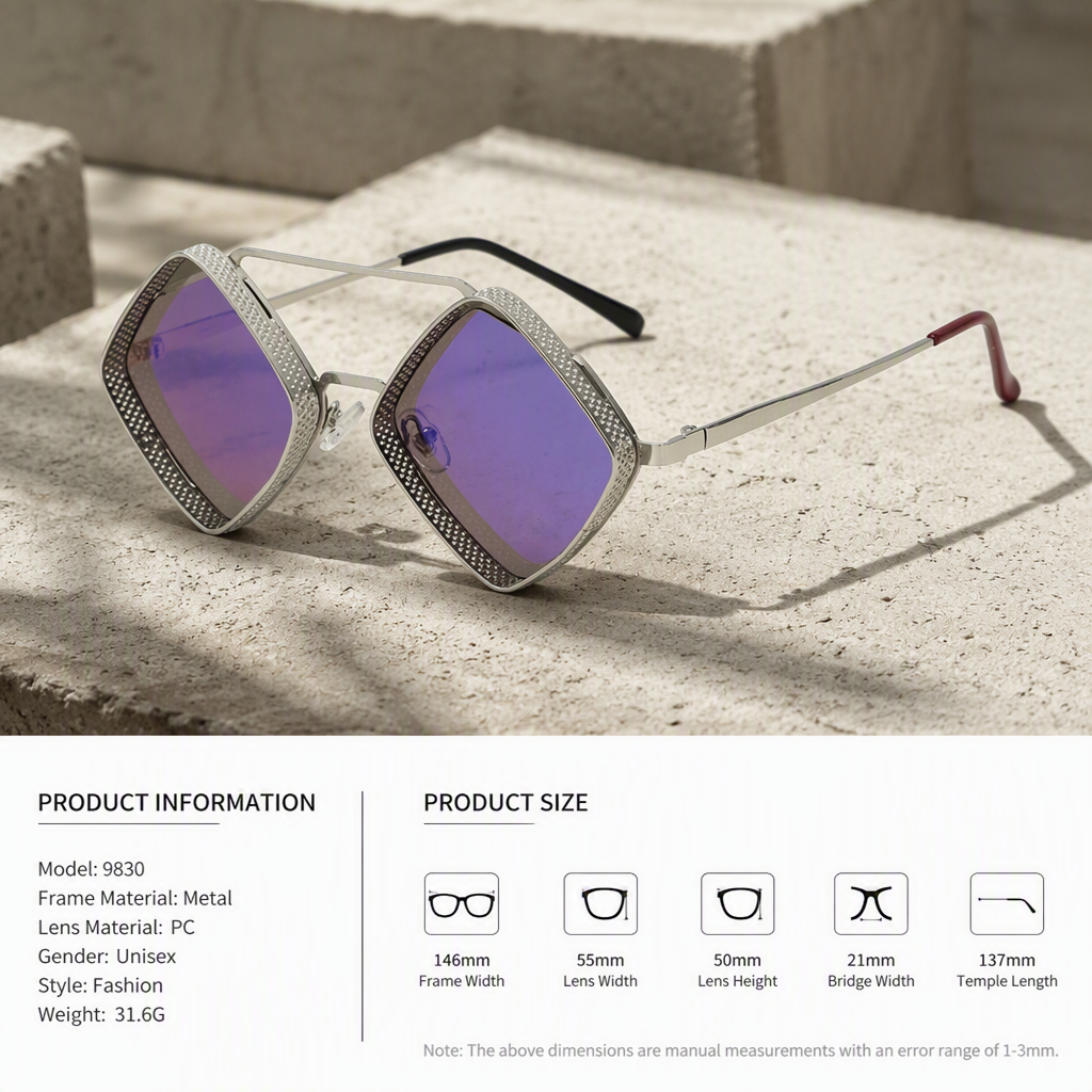 Diamond Square Fashion Sunglasses, close-up of diamond accent detail
