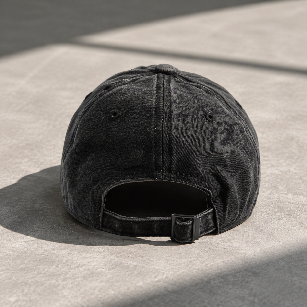Suspicious Cat embroidered baseball cap back view