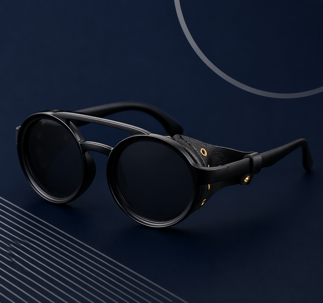 New Steampunk Round Sunglasses, close-up view