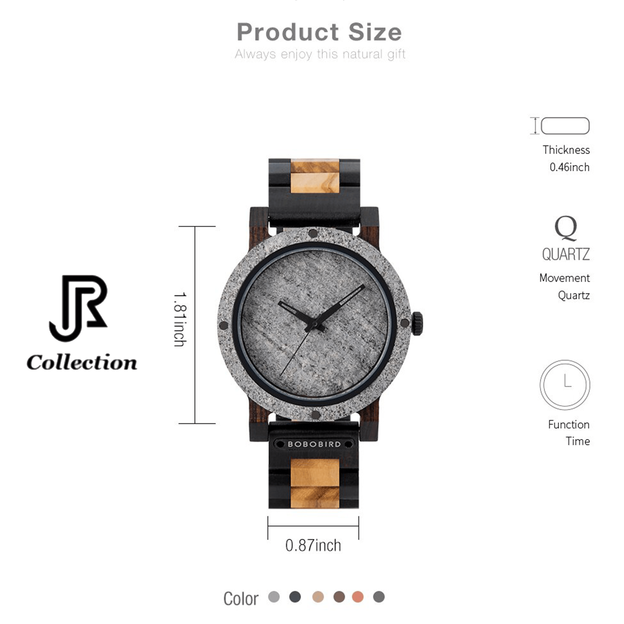 Engraved Marble Stone Wooden Watch - RJCollection