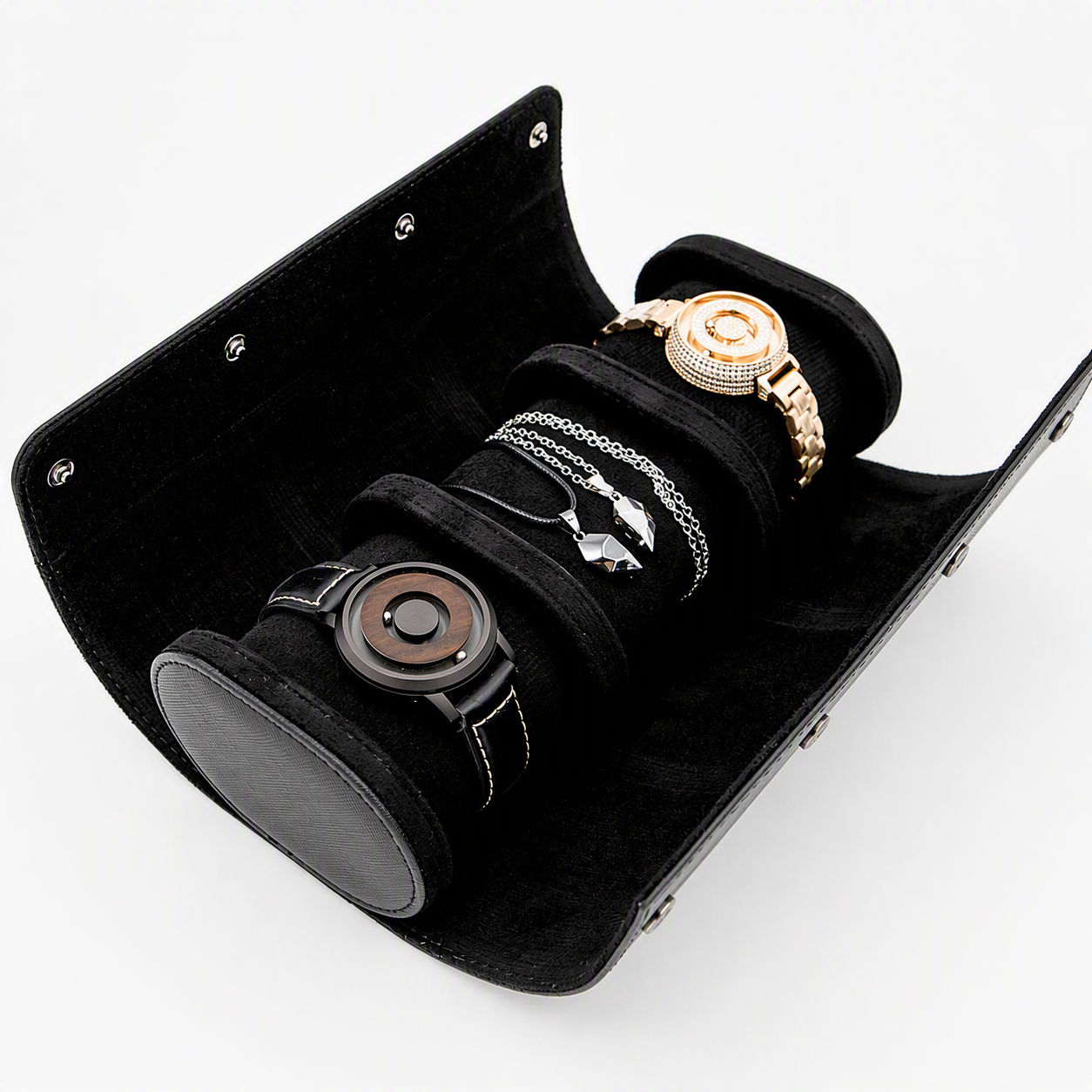 Couples Quartz Watch & Magnetic Heart Necklace Gift Set