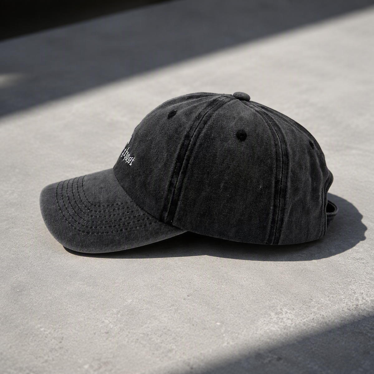 Future Ghost embroidered baseball cap side view