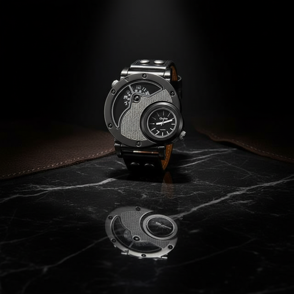 Dual-Dial Quartz Wristwatch