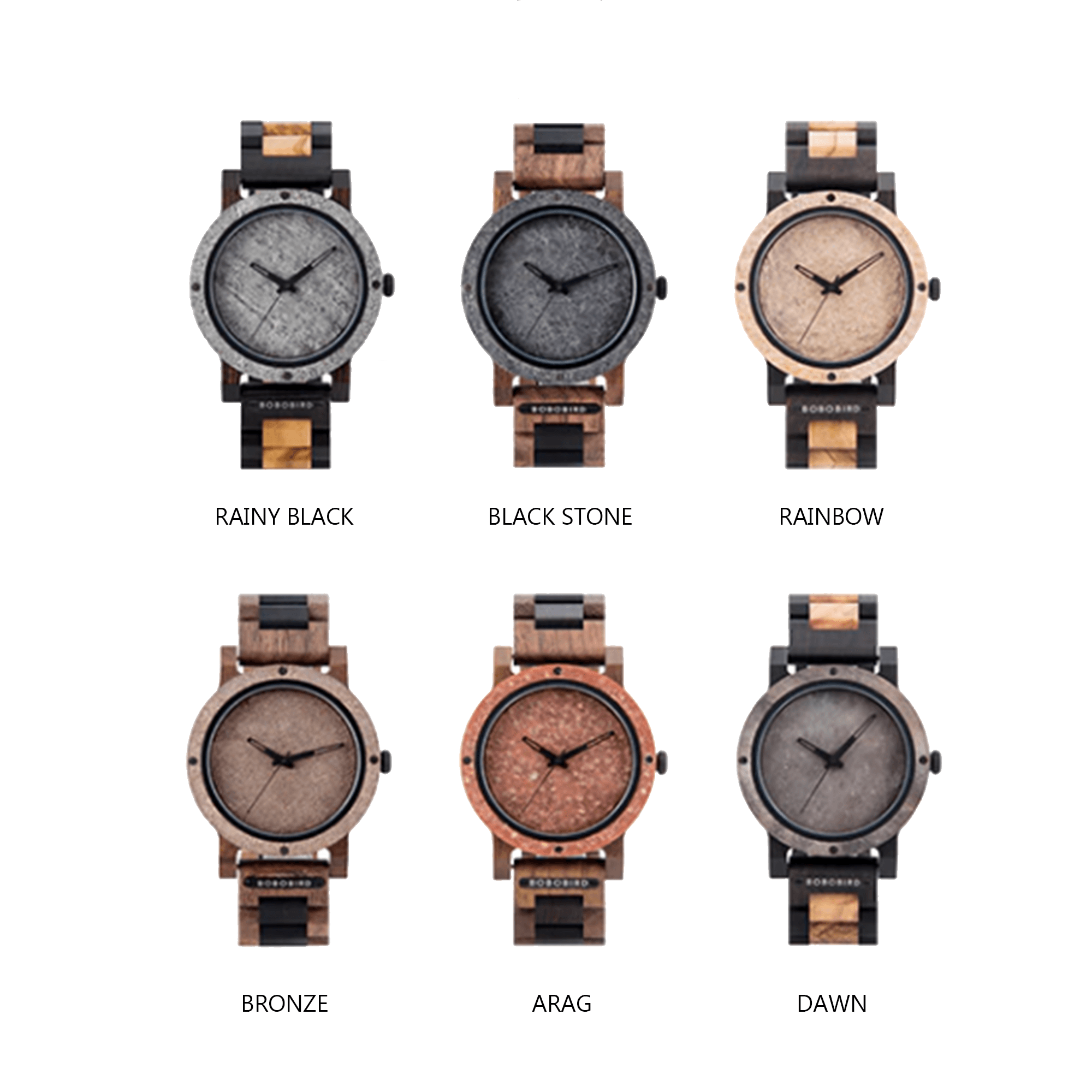 Engraved Marble Stone Wooden Watch - RJCollection