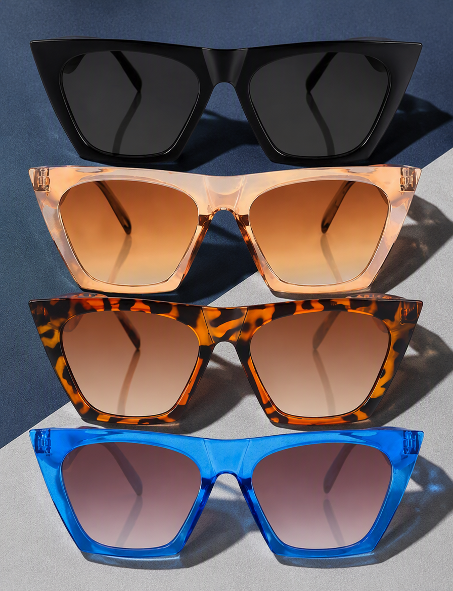 Cat-Eye Vintage Square Sunglasses, close-up of lens