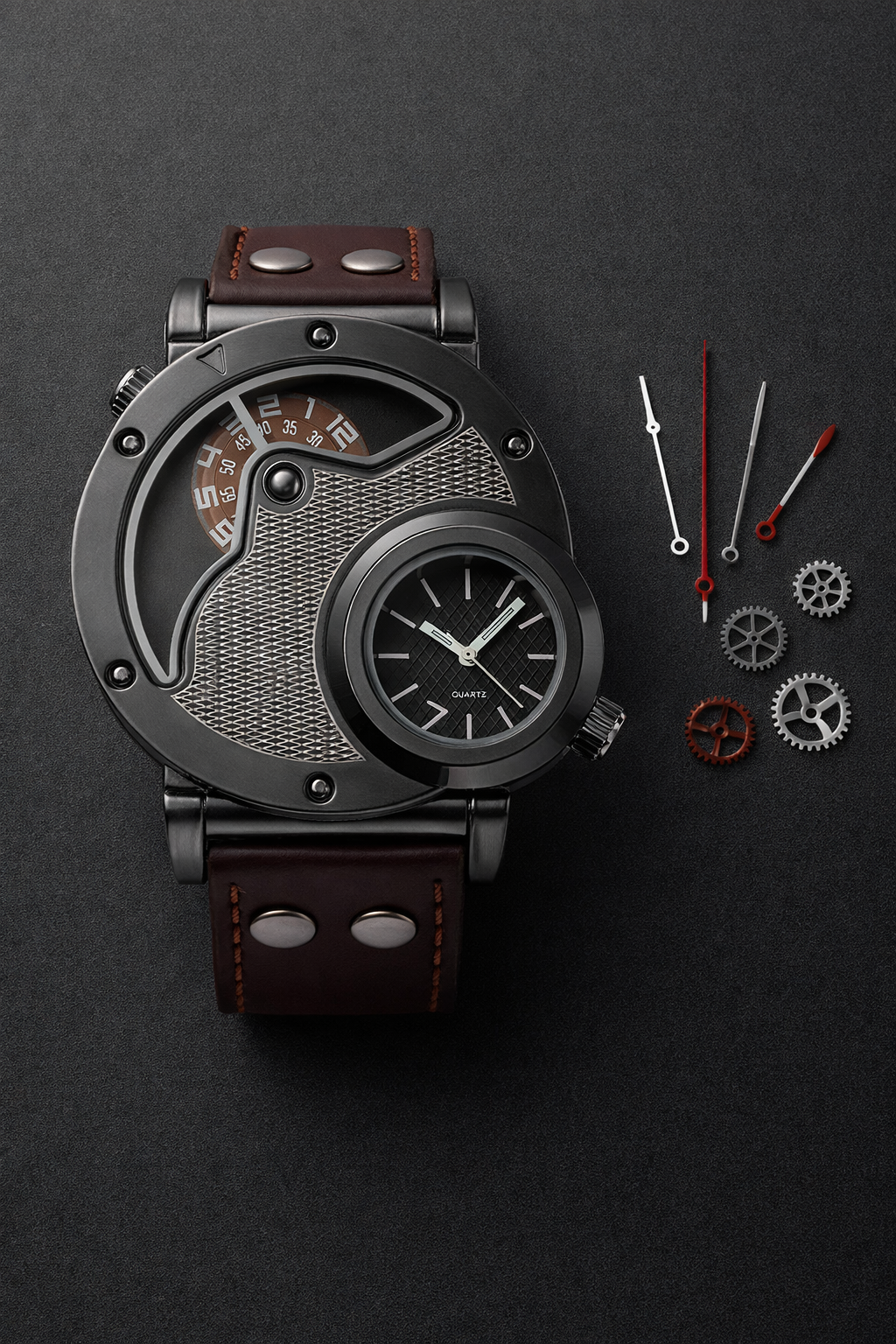 Dual-Dial Quartz Wristwatch