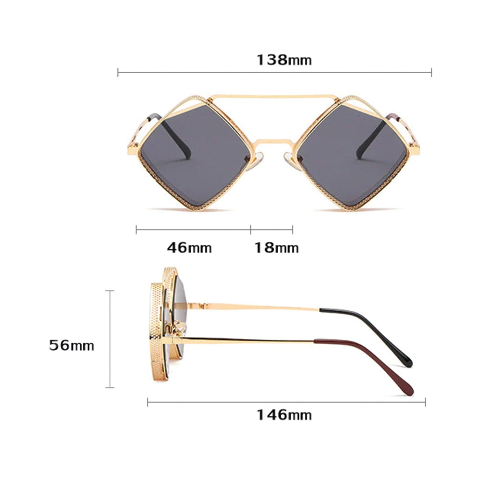 diamond square fashion sunglasses UV400 front view